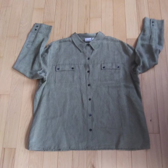 Chico's button down silk and linen blouse chico size 3 - Picture 1 of 11